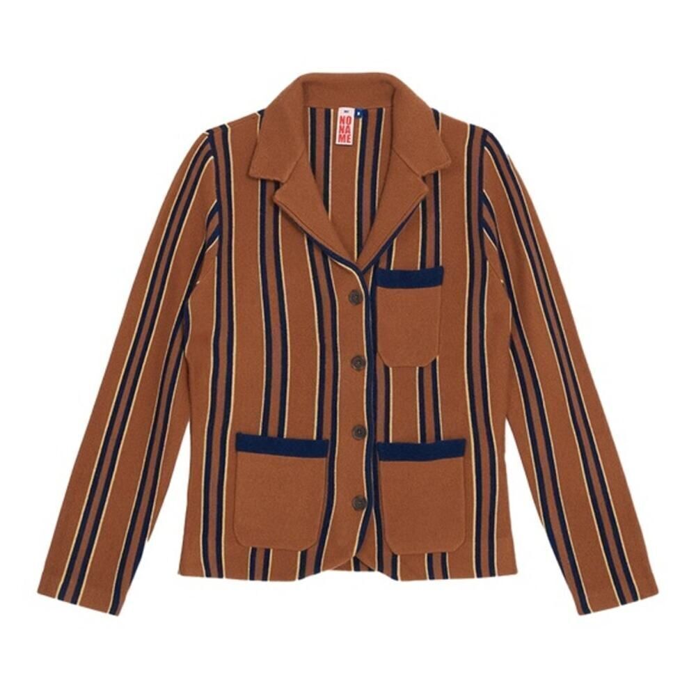 NoName is needed prep pinstripe wool cashmere blazer in nutty stripe XS